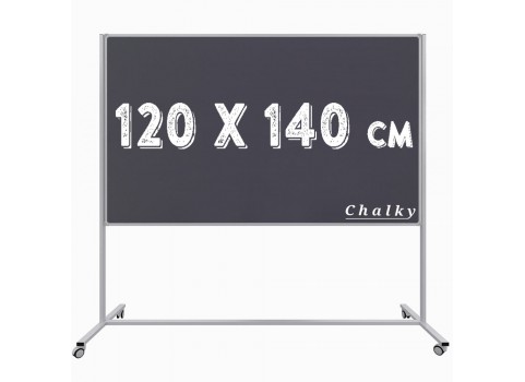 Chalky Mobil Tekerlekli Tek Taraflı Kara Tahta 120x140 cm